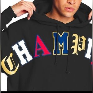 Champion hoodie medium long sleeve black large champion lettering